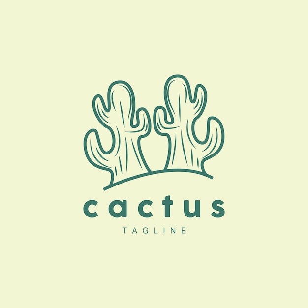 Cactus Logo Simple Line Cactus Design Green Plant Vector Icon Symbol Illustration