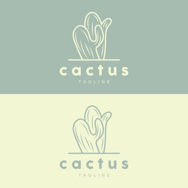 Cactus Logo Simple Line Cactus Design Green Plant Vector Icon Symbol Illustration