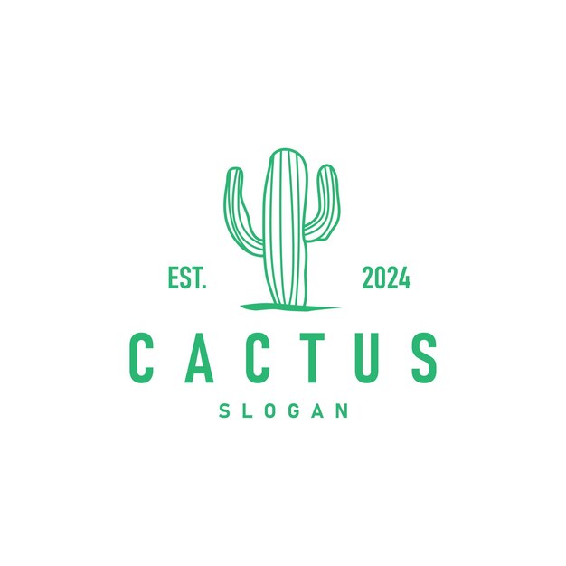 Cactus logo vector desert green plant design elegant style symbol Icon Illustration