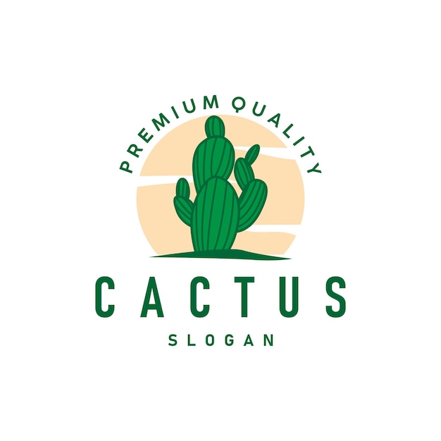 Cactus logo vector desert green plant design elegant style symbol Icon Illustration