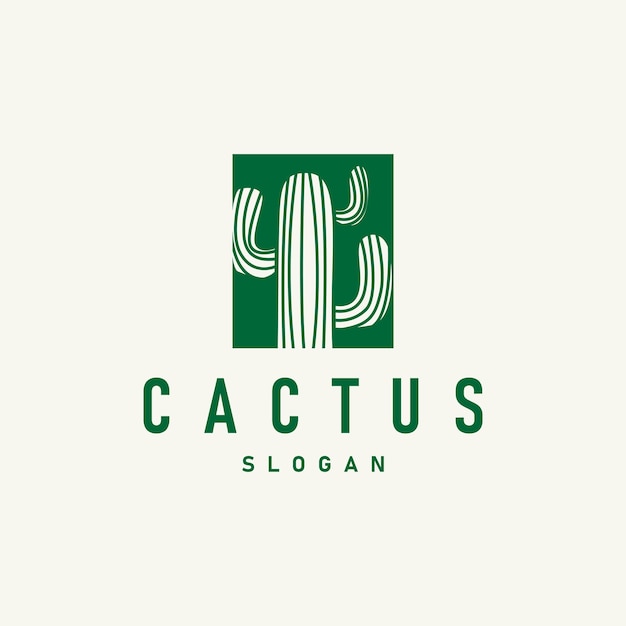 Cactus logo vector desert green plant design elegant style symbol Icon Illustration