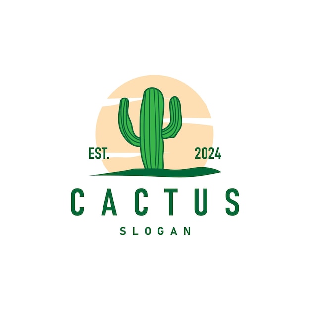 Cactus logo vector desert green plant design elegant style symbol Icon Illustration