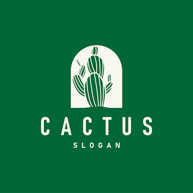 Cactus logo vector desert green plant design elegant style symbol Icon Illustration