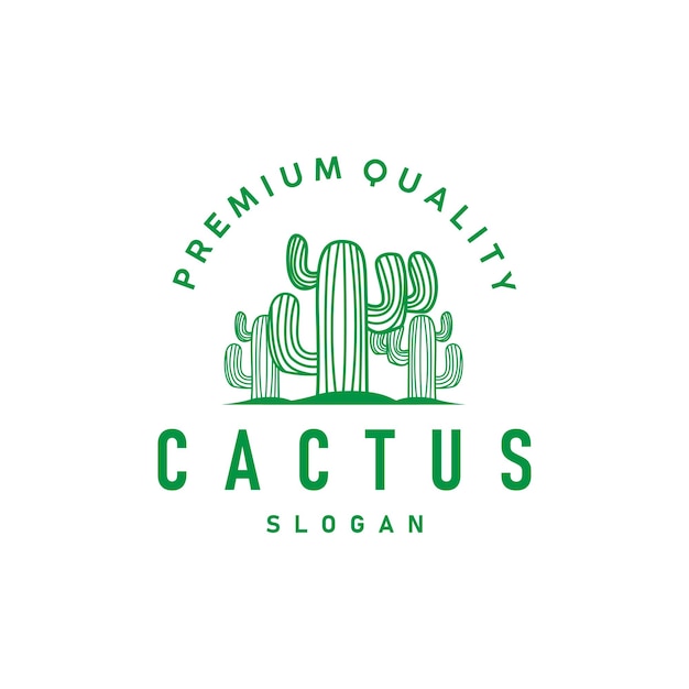 Cactus logo vector desert green plant design elegant style symbol Icon Illustration