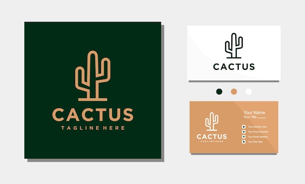 Cactus minimalist gold logo design vector inspiration