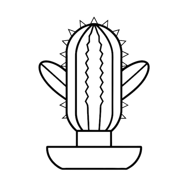 Vector cactus outline vector illustration