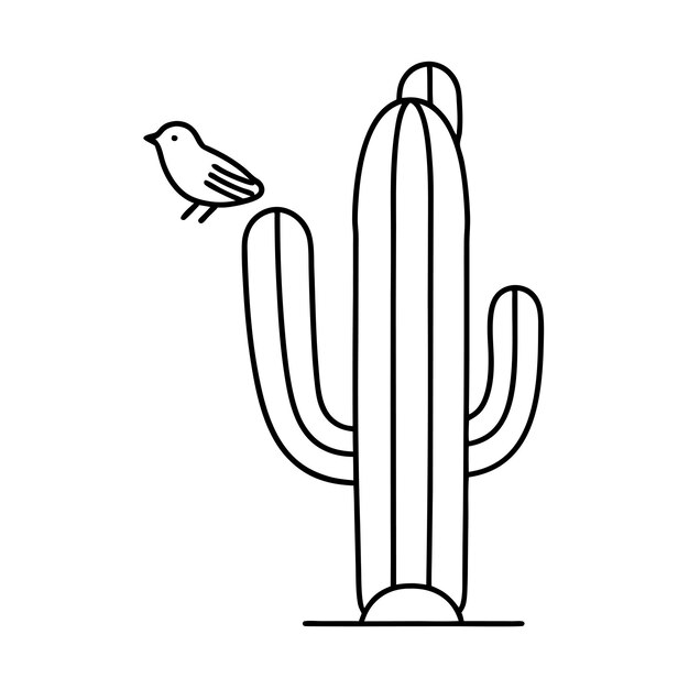 Vector cactus outline vector illustration