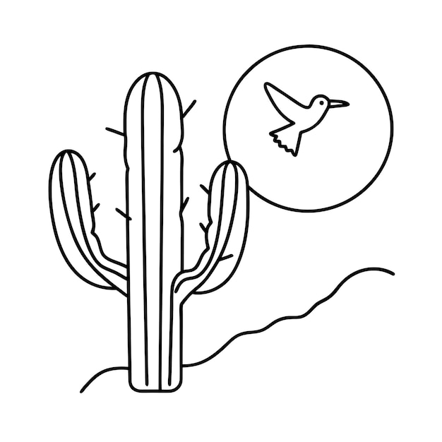 Vector cactus outline vector illustration