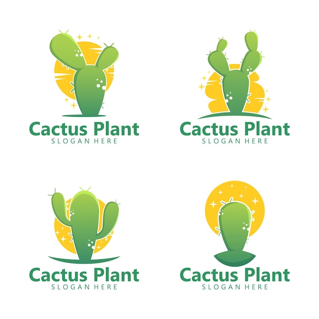 Cactus plant logo design template