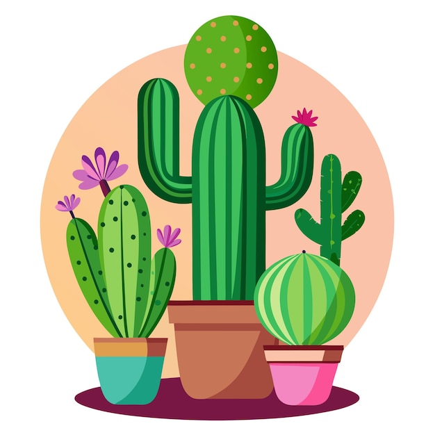 cactus plants clipart cartoon style vector illustration