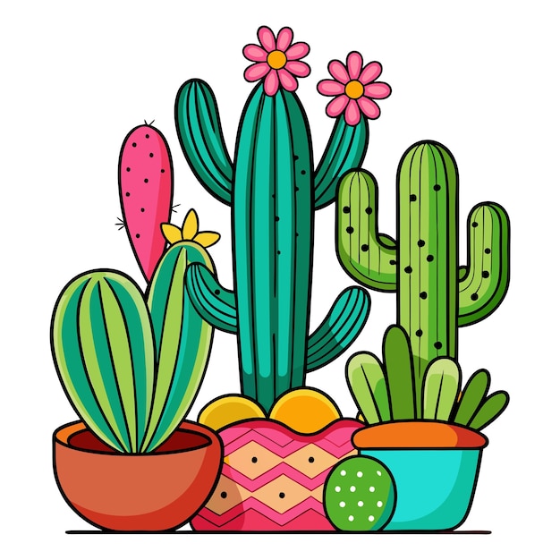 Vector cactus plants clipart vector art and illustration