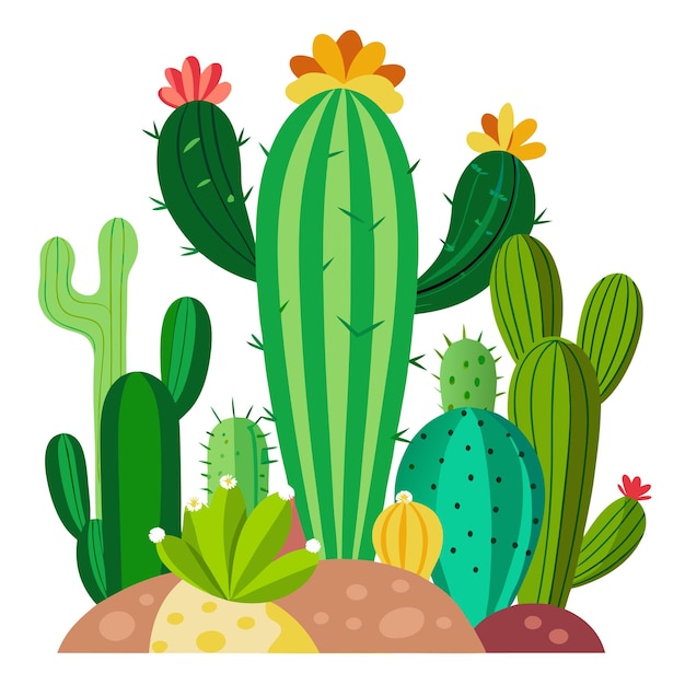 Vector cactus plants clipart vector art and illustration