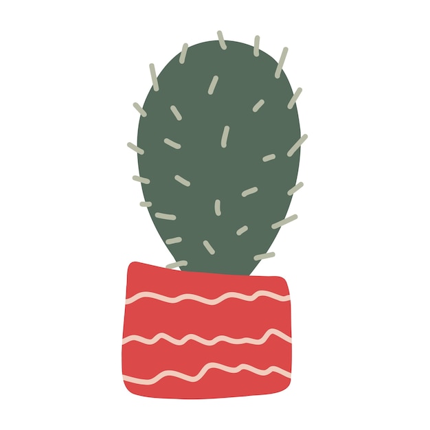 Cactus pot. Hand drawn prickly cacti plant with thorns. Hand drawn doodle desert tropical cactus