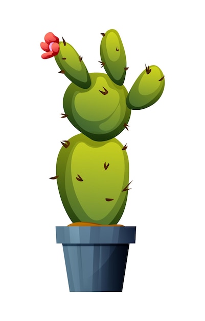 Cactus in pot vector illustration isolated on white