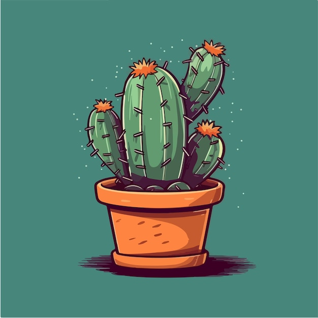 A cactus in a pot with orange spots on it.