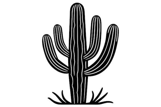 Vector cactus saguaro silhouette vector illustration