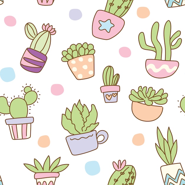 Cactus seamless pattern background