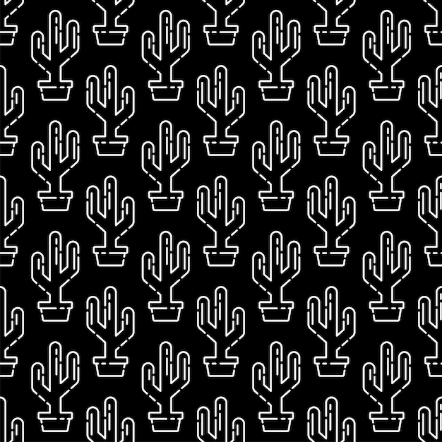 cactus seamless pattern plant cartoon illustration doodle