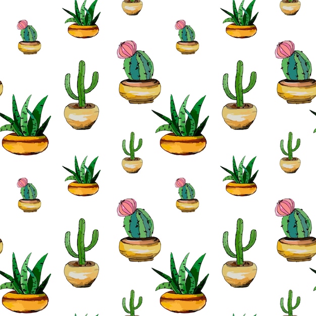 Cactus seamless pattern