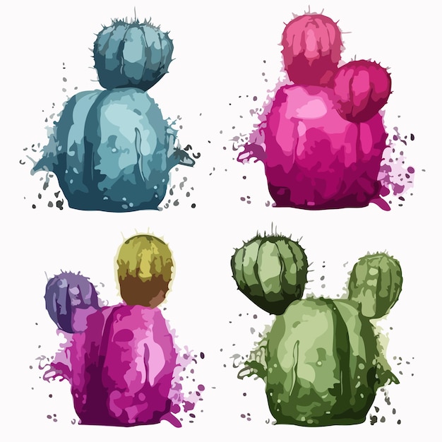 Vector cactus set cactus watercolor painting package