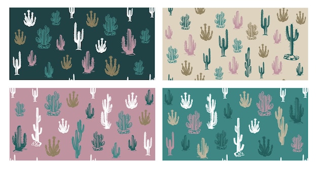 Cactus set hand drawn illustrations, vector