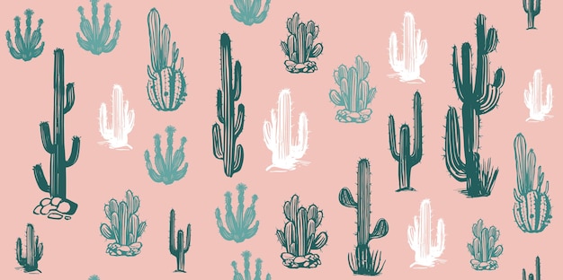 Cactus set hand drawn illustrations, vector