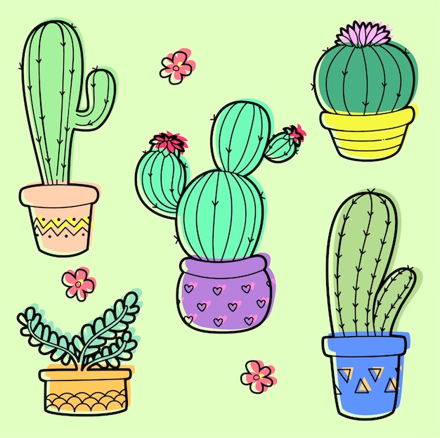 Cactus set vector image 