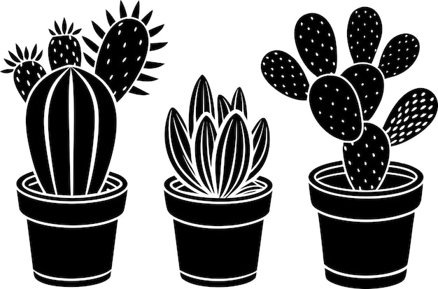 cactus silhouette vector art illustration