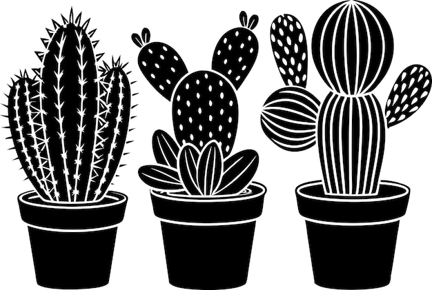 cactus silhouette vector art illustration