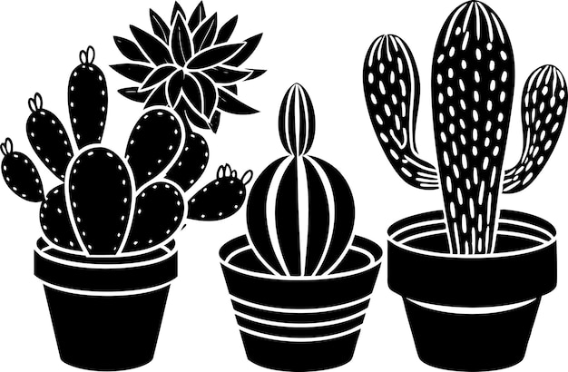 cactus silhouette vector art illustration