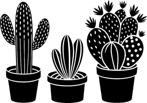 cactus silhouette vector art illustration