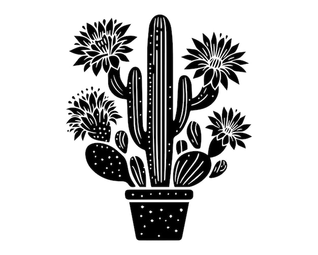 cactus silhouette vector icon graphic logo design