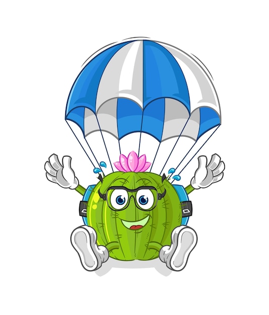 Cactus skydiving character cartoon mascot vector