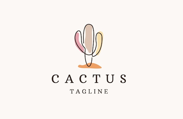 Cactus tree logo icon design template flat vector