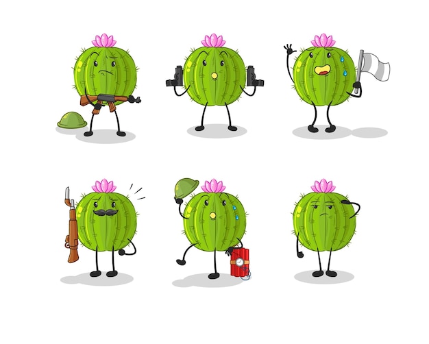 Cactus troops character cartoon mascot vector