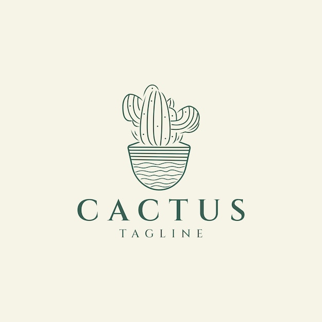 Vector cactus vintage logo design vector illustration