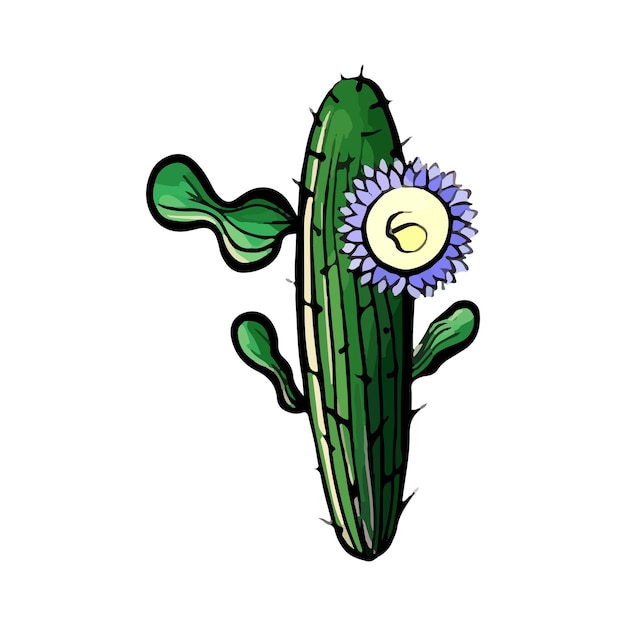 Cactus with flowers on a white background