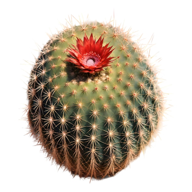 a cactus with a red flower on it is shown