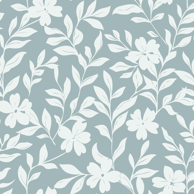 Vector cadet blue tonal floral pattern vector