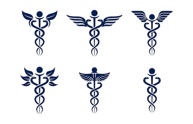 Caduceus Logo Medical Symbol Healthy Icon set template