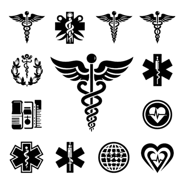 Vector caduceus medical icons multi series stock illustration