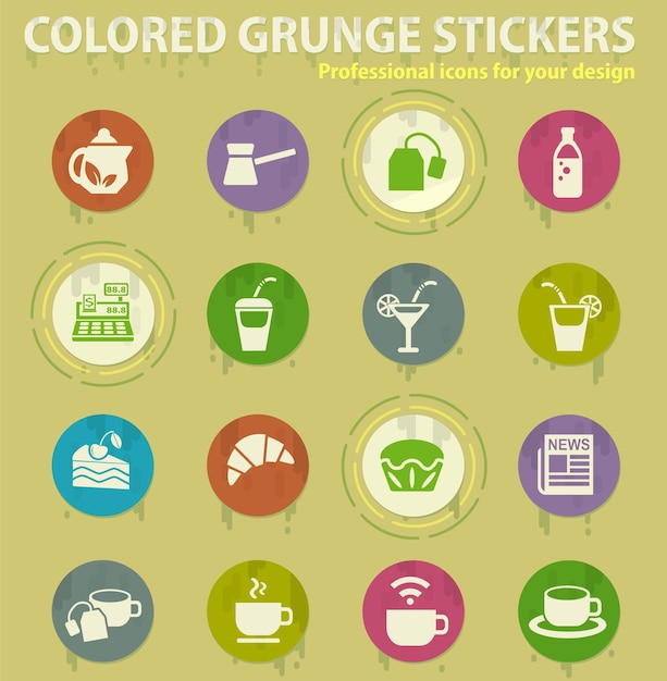 Cafe colored grunge icons