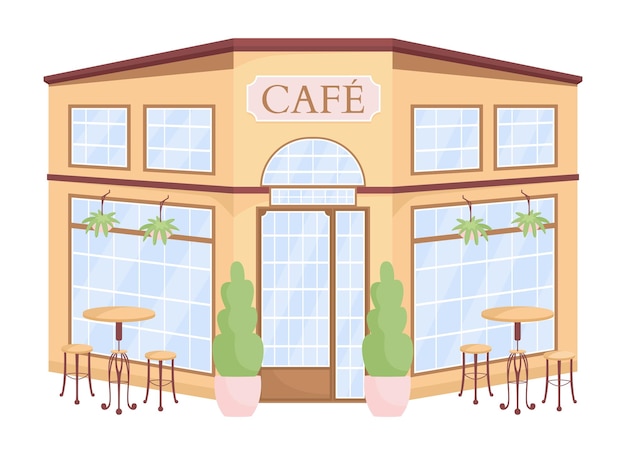 Cafe exterior semi flat color vector object