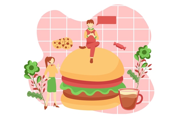 Cafe Food Flat Design Illustration