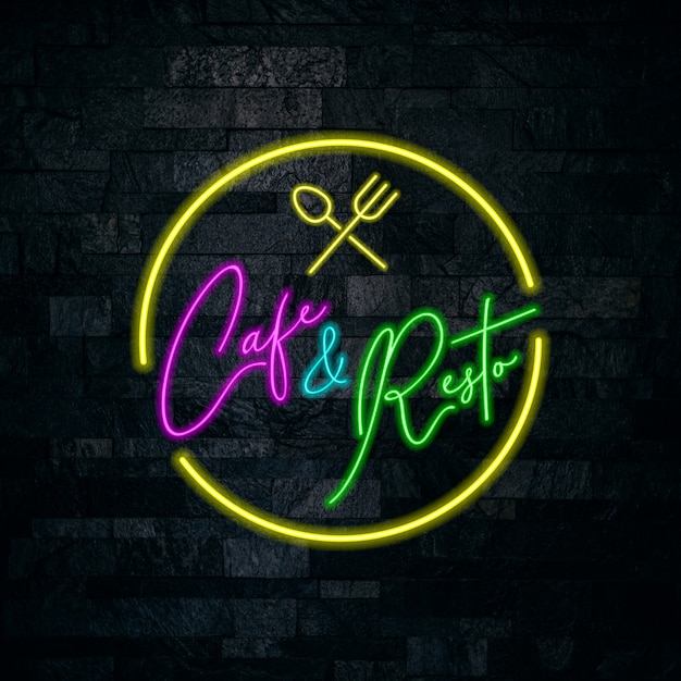 cafe and resto neon lettering design