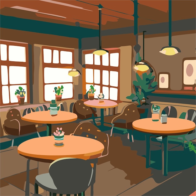 Cafe room vector 7