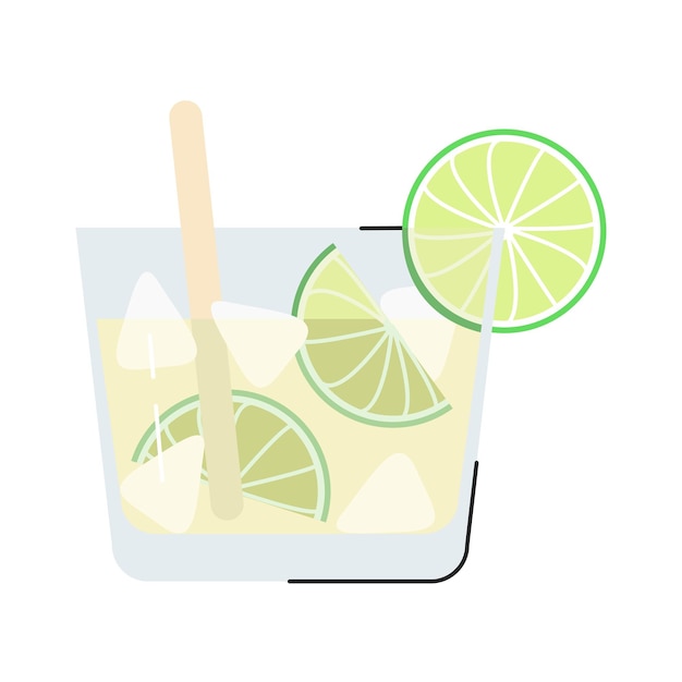 Caipirinha sweety cocktail Popular brazilian alcoholic drink with lime and ice cubes beverage Mojito