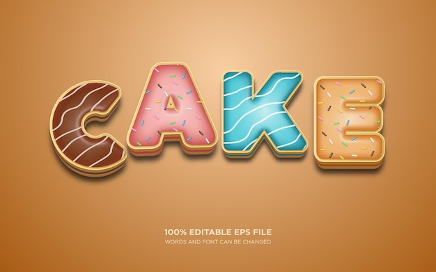 Cake 3D editable text style effect