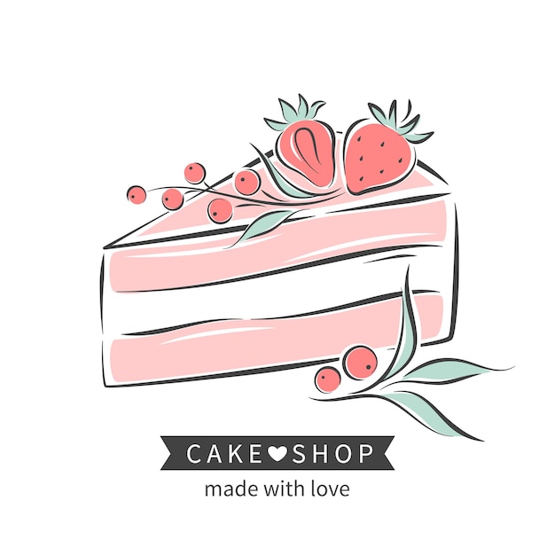 Cake and bread shop logo Cupcake and berries