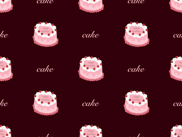 Cake cartoon character seamless pattern on pink background Pixel style